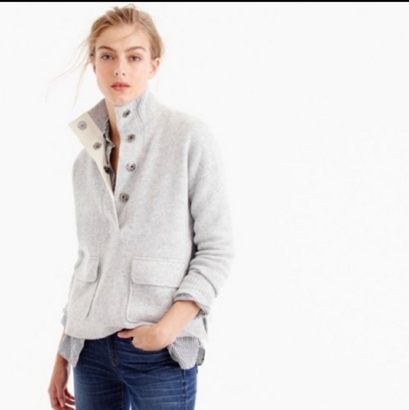 J. Crew Sweaters - J. Crew snap placket wool blend knit sweater gray